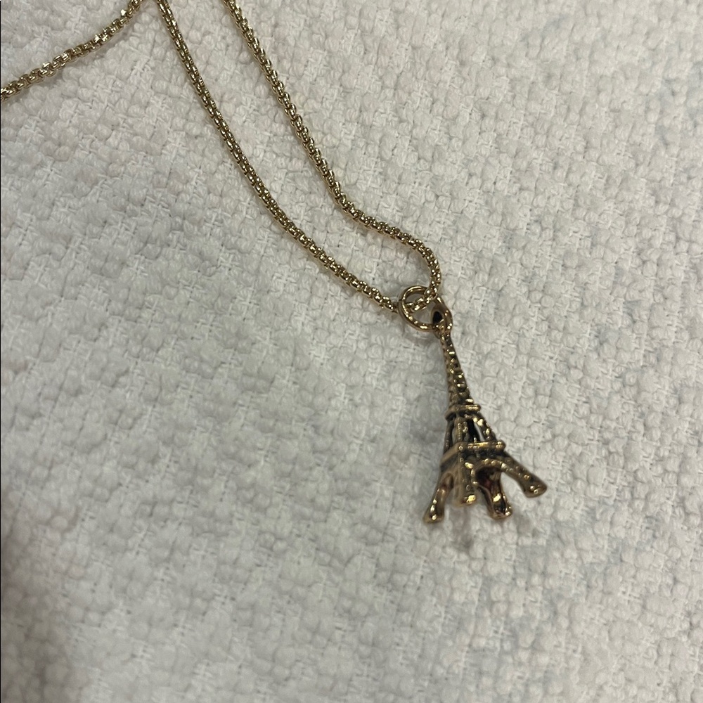 Gold Eiffel Tower Pendant Necklace